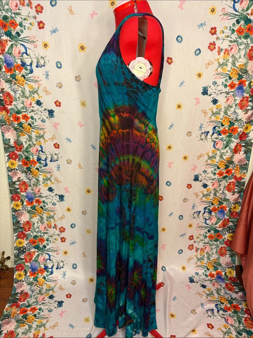 Jayli - Turquoise Tie-Dye Sleeveless Maxi Dress w/ Scoop Back Festival Dance Fun